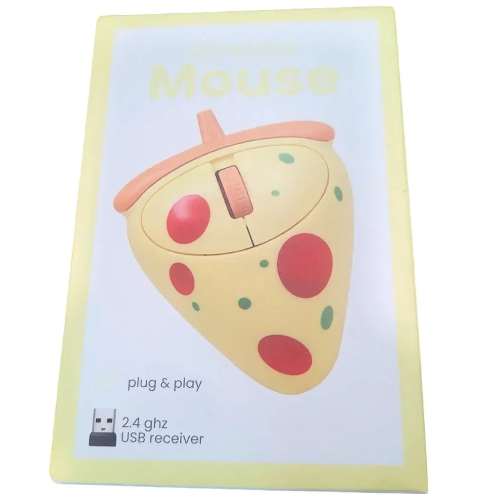 Vivitar 'Pizza' Novelty Wireless Computer Mouse – Yellow – Optical Scroll
